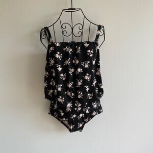 Jessica Rey Swimwear XS Black Floral‎ One Piece Swimsuit Feminine Modest Summer